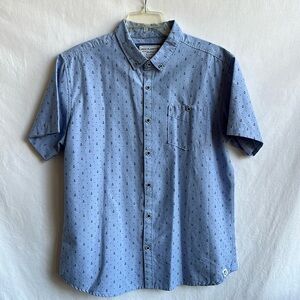 Free Planet short sleeve blue Oxford shirt with anchor print, size XL